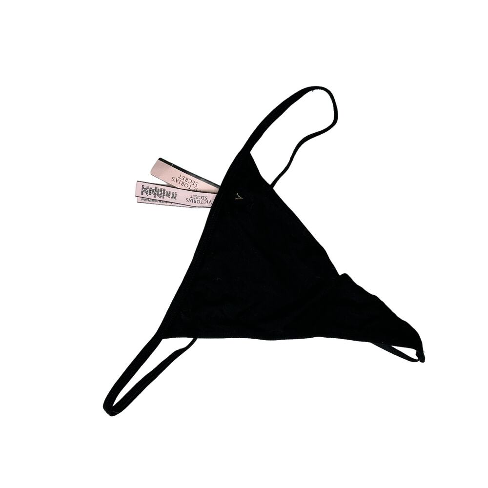 Victoria's Secret Black Cotton V-String Panty Panties Women's XL NEW